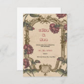 ヴィンテージ バーガンディーとベージュの結婚式招待状 出欠カード (正面/裏面)