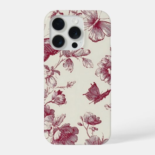 ヴィンテージ・バーガンディーフラワーiPhoneケース iPhoneケース (裏面)