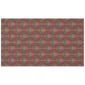 ヴィンテージ バーガンディ、グリーン、ゴールドの花柄 テーブルクロス (正面(横))