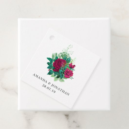 ヴィンテージ バーガンディ フローラル フェイバータグ (インサイチュ)