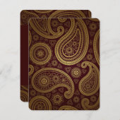 ヴィンテージ バーガンディ ペイズリー ウエスタン ウェディング 招待状 (正面/裏面)