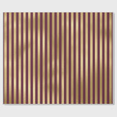 ヴィンテージ バーガンディ レッドとゴールドのストライプ ラッピングペーパー (フラット)