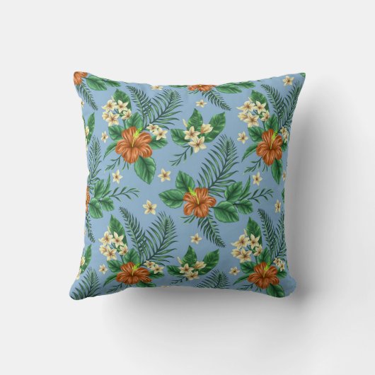 ヴィンテージ·バーククロス風の青とオレンジの枕 クッション (裏面)