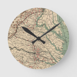 ヴィンテージ・バージニア南北戦争戦場マップ， 1895 ラウンド壁時計