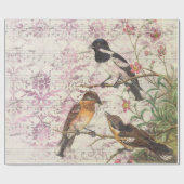 ヴィンテージ·バード·オン·ブランチ·アンド·ミュージック ラッピングペーパー (フラット)