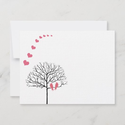 ヴィンテージ バード ハニサックル ピンク ウェディング インビテ 招待状 (裏面)