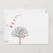 ヴィンテージ バード ハニースククル ピンク ウェディング インビテ 招待状 (裏面)