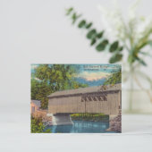 ヴィンテージ、バーモントの古い屋根付き橋 ポストカード (スタンド正面)