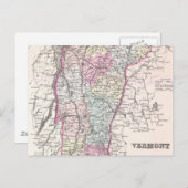 ヴィンテージ バーモント州地図 (1855) ポストカード (正面/裏面)