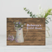 ヴィンテージ バーン ウッド ラベンダー ウェディング ブライズシャワー 招待状 (スタンド正面)