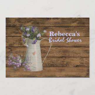 ヴィンテージ バーン ウッド ラベンダー ウェディング ブライズシャワー 招待状