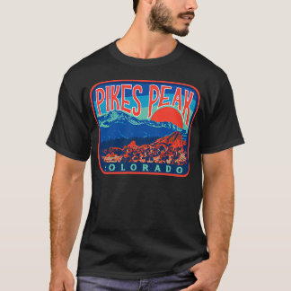 ヴィンテージ パイクスピーク コロラド レトロスタイルの山々 Tシャツ