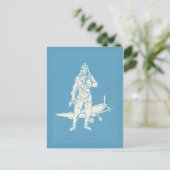 ヴィンテージ パイロットと飛行機 アート ポストカード (スタンド正面)