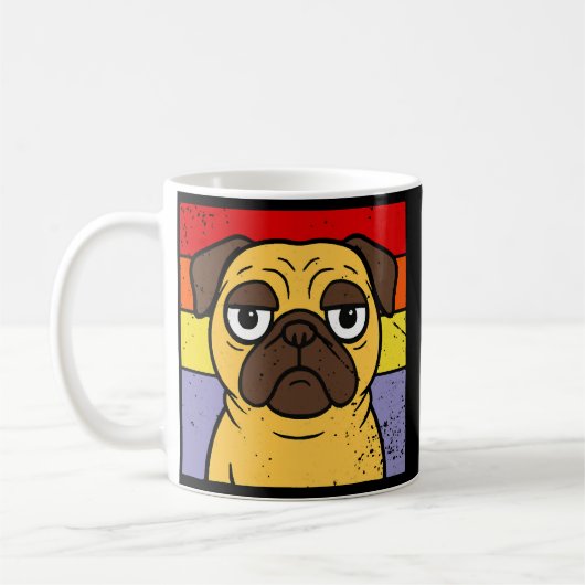 ヴィンテージ パグ 嫌味 可愛い 子犬 愛好家 ユーモア コーヒーマグカップ (左)