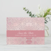 ヴィンテージ パステルピンク シルバー フローラル セーブザデート (スタンド正面)