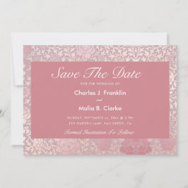 ヴィンテージ パステルピンク シルバー フローラル セーブザデート