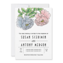 ヴィンテージ パステルピンク ブルーの牡丹の花 ウェディング