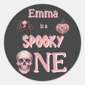 ヴィンテージ パステルピンク "Spooky One" 名前入り ラウンドシール (正面)