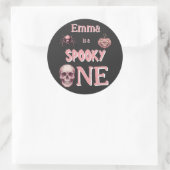 ヴィンテージ パステルピンク "Spooky One" 名前入り ラウンドシール (バッグ)