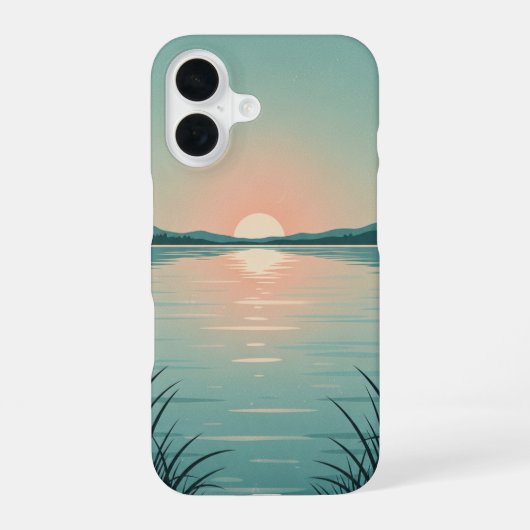 ヴィンテージ パステル湖 iPhone 16ケース (裏面)