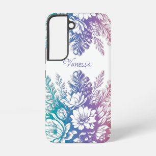 ヴィンテージ パステル カラー フラワーデザイン SAMSUNG GALAXY S22ケース