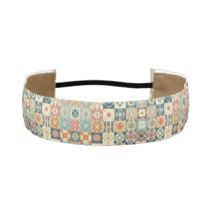 ヴィンテージ、パッチワークのキルティングな顔 アスレチックヘッドバンド