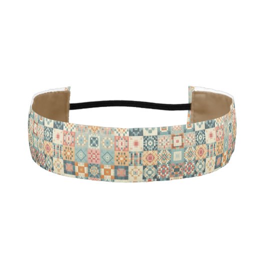 ヴィンテージ、パッチワークのキルティングな顔 アスレチックヘッドバンド (正面)