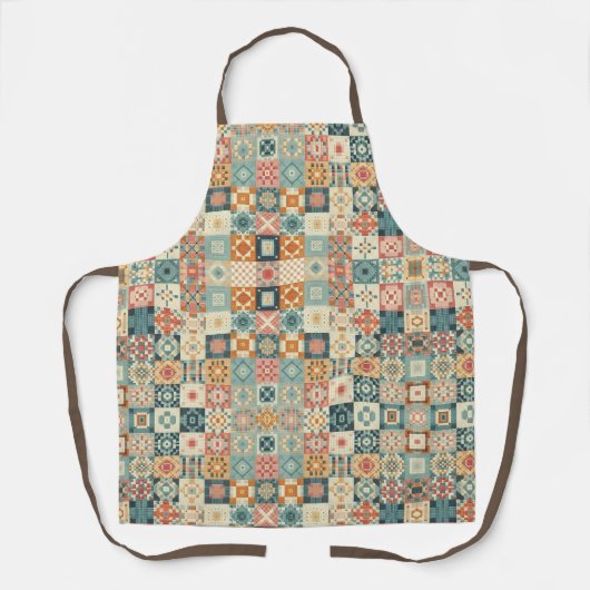 ヴィンテージ、パッチワークのキルティングな顔 エプロン (正面)