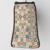 ヴィンテージ、パッチワークのキルティングな顔 ゴルフヘッドカバー (回転90)