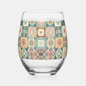 ヴィンテージ、パッチワークのキルティングな顔 ステムなしワイングラス (裏面)