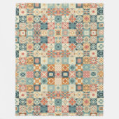 ヴィンテージ、パッチワークのキルティングな顔 フリースブランケット (正面)