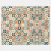 ヴィンテージ、パッチワークのキルティングな顔 フリースブランケット (正面(横))