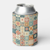 ヴィンテージ、パッチワークのキルティングな顔 缶クーラー (缶正面)