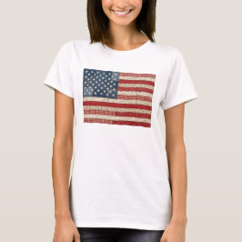 ヴィンテージ パッチワーク アメリカ国旗 愛国クイルトT Tシャツ