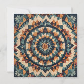 ヴィンテージ パッチワーク カラフル キルト パターン 招待状 (裏面)