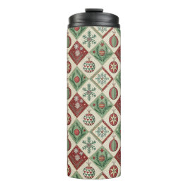 ヴィンテージ パッチワーク キルト クリスマスパターン タンブラー