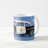 ヴィンテージ·パトカー·ブラック·アンド·ホワイトモノグラムの コーヒーマグカップ (正面右)