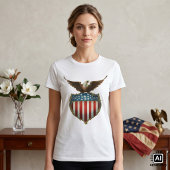 ヴィンテージ・パトリオティズム アメリカ国旗に誇り高く鷲 Tシャツ