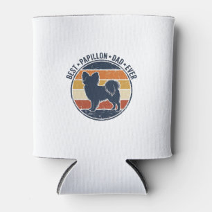 ヴィンテージ パピヨン 犬 お父さん リトロ サンセット Tシャツ デザイン 缶クーラー