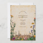 ヴィンテージ パリの草原 ワイルドフラワー デスティネーション 招待状 (正面)