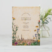 ヴィンテージ パリの草原 ワイルドフラワー デスティネーション 招待状 (スタンド正面)