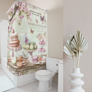 ヴィンテージ パリの菓子屋 ワンダーランド オーダーメイド ネーム シャワーカーテン