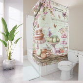 ヴィンテージ パリの菓子店 ワンダーランド オーダーメイド ネーム シャワーカーテン