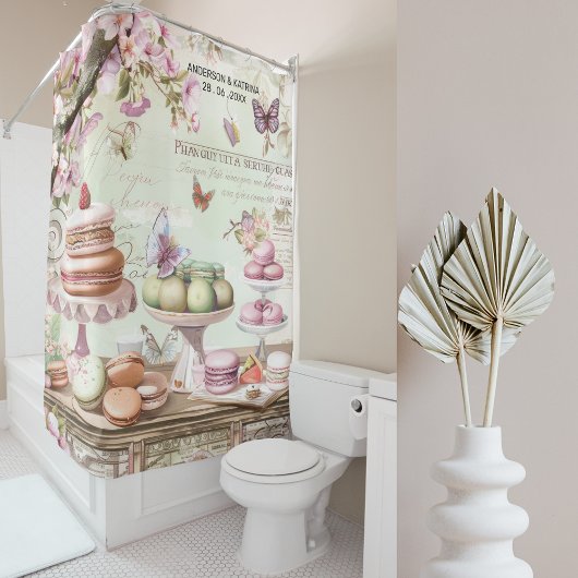 ヴィンテージ パリの菓子店 ワンダーランド オーダーメイド ネーム シャワーカーテン