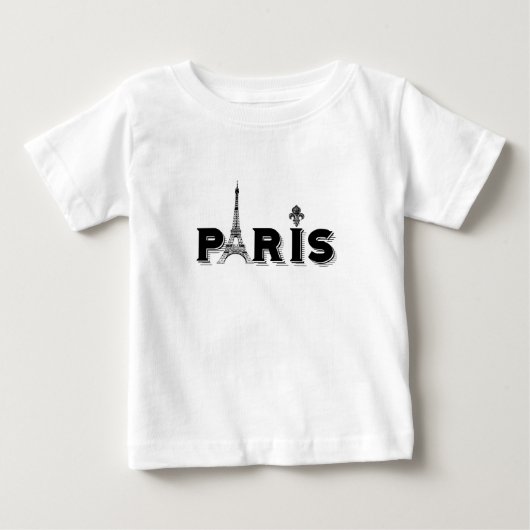 ヴィンテージ – パリ黒と白ベビーのTシャツ ベビーTシャツ (正面)