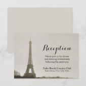 ヴィンテージ パリ エッフェル塔 ウェディング レセプション エンクロージャーカード (正面/裏面)