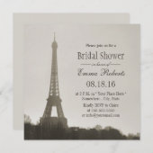 ヴィンテージ パリ エッフェル塔 ブライダルシャワー 招待状 (正面/裏面)