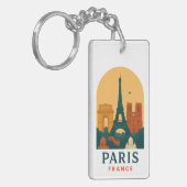 ヴィンテージ パリ キーチェーン - フランスの大聖堂 レトロ (正面左)