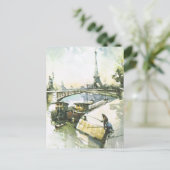 ヴィンテージ パリ、セーヌ川でのパリの釣り ポストカード (スタンド正面)