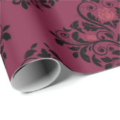 ヴィンテージ パリ バーガンディーとパープルのダマスク ラッピングペーパー (ロールコーナー)